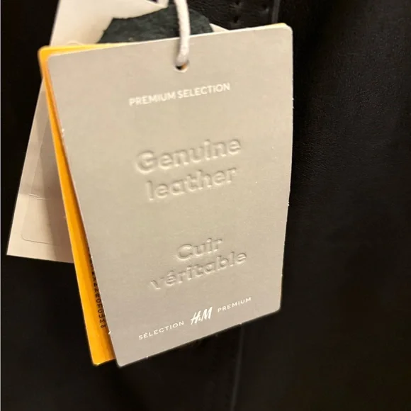 H&M NWT Knee Length Black Leather Jacket in Sz M - Picture 11 of 15